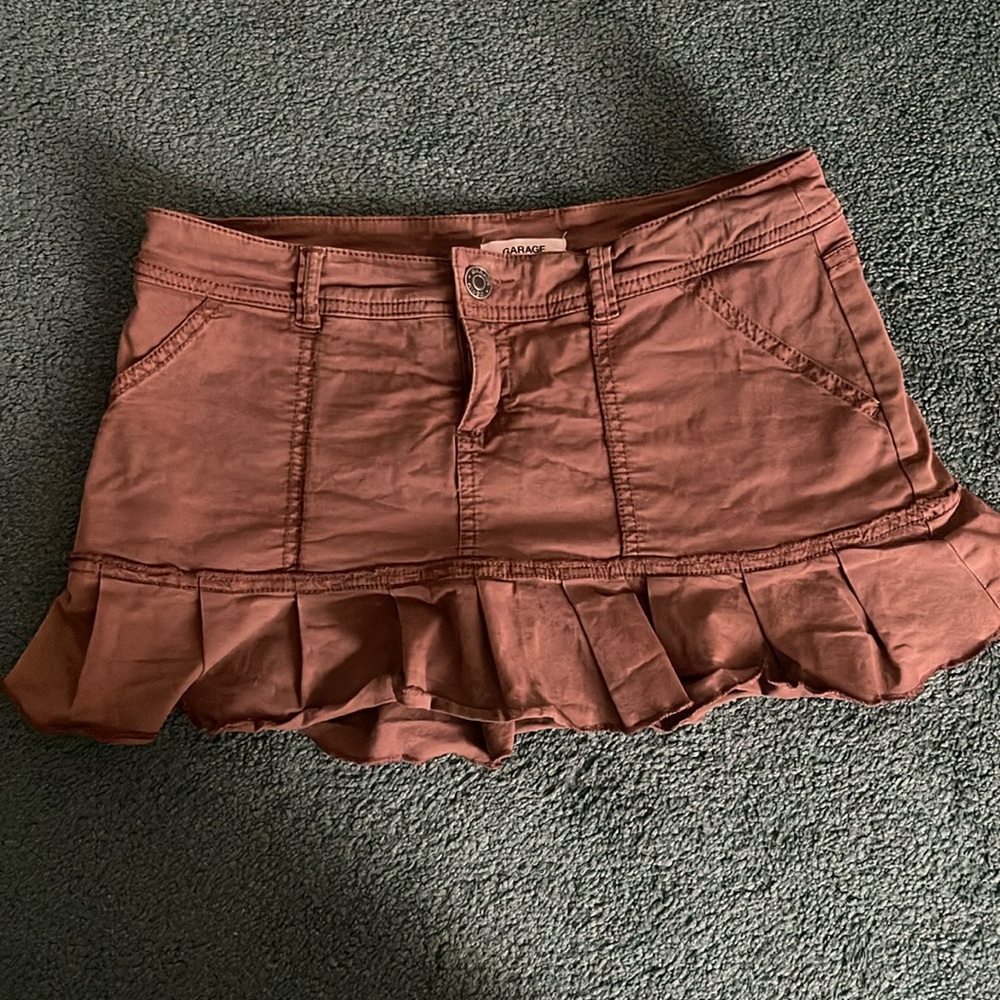 Brown micro-mini skirt with built in shorts